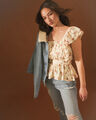 Blusa Peplum Beige,CRUDO