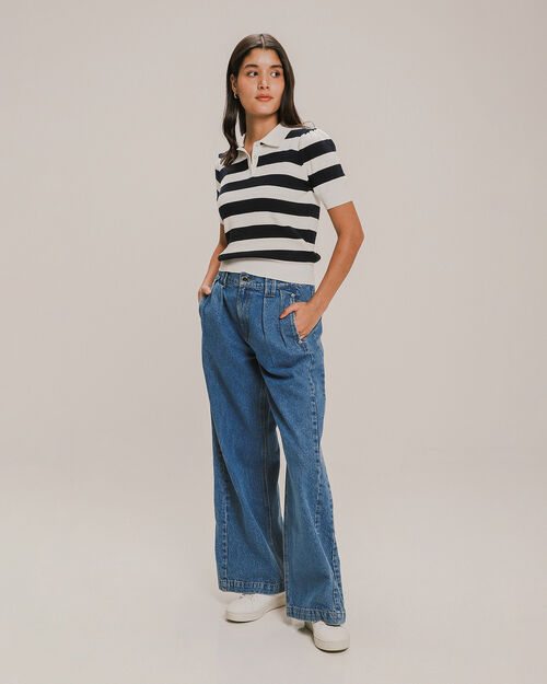 Jeans Wide Leg Pinzas