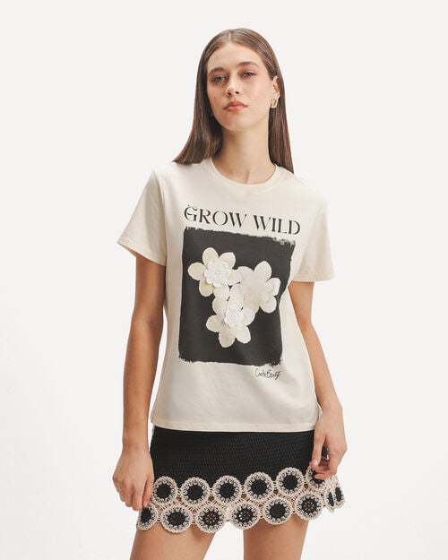 Playera Beige Dise&ntilde;o Crochet