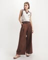 Pantal&oacute;n Caf&eacute; Wide Leg,CHOCOLATE
