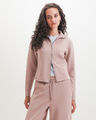 Sudadera Zipper Met&aacute;lico,ROSA EMPOLVADO