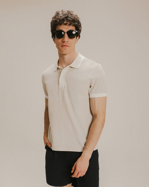 Polo Manga Corta Beige