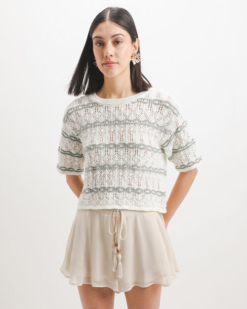 Top Manga Corta Tejido