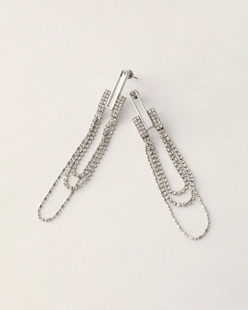 Aretes Plateados Con Brillos