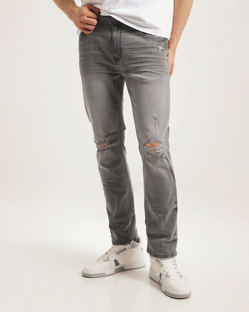 Jeans Fit Slim Gris