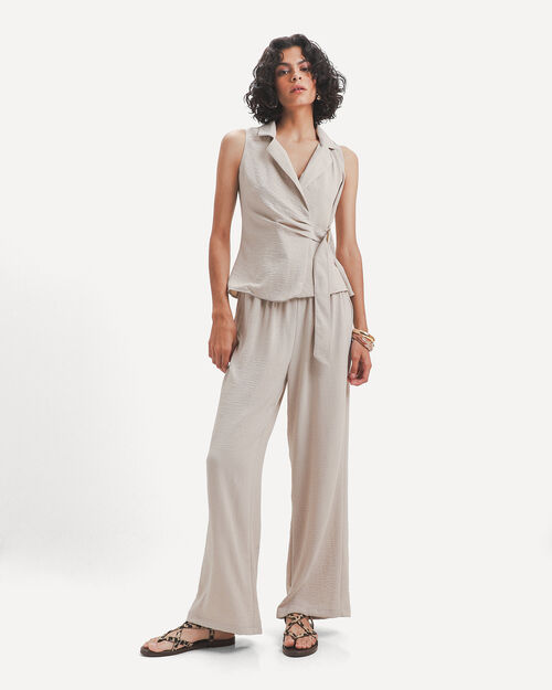 Pantal&oacute;n Beige Wide Leg