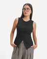 Chaleco Beige Botones,NEGRO