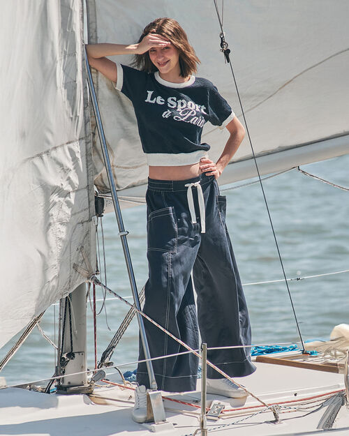Pantalón Fit Wide Leg Azul
