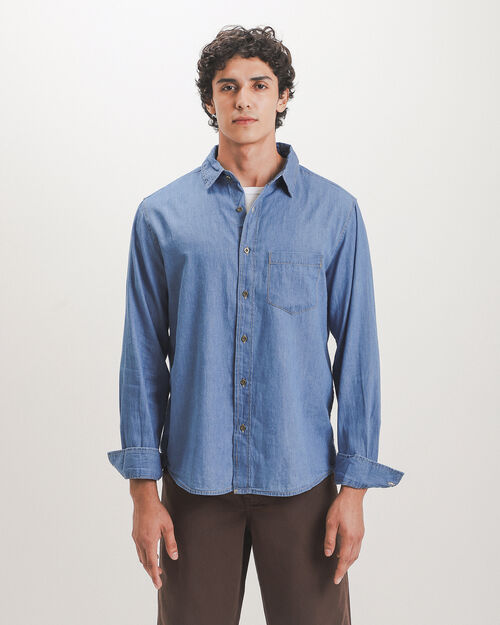 Camisa Azul Bolsillo