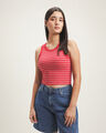 Tank Top Cropped Rayas,ROJO P1
