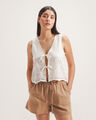 Chaleco Beige Eyelet,CRUDO