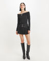 Top Off Shoulder Hebilla,NEGRO