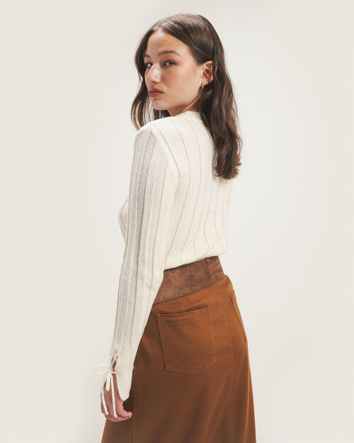 Top Beige Manga Diseño Lazos