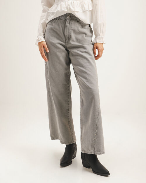 Jeans Gris Con Estoperoles