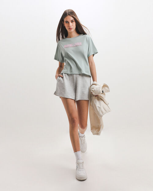 Short Gris Cintura El&aacute;stica