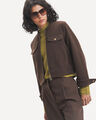 Abrigo Beige Zipper,CHOCOLATE