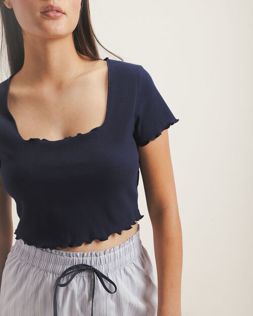 Crop Top Azul Tejido