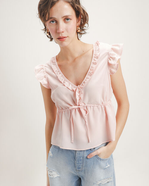 Blusa Rosa Manga Corta