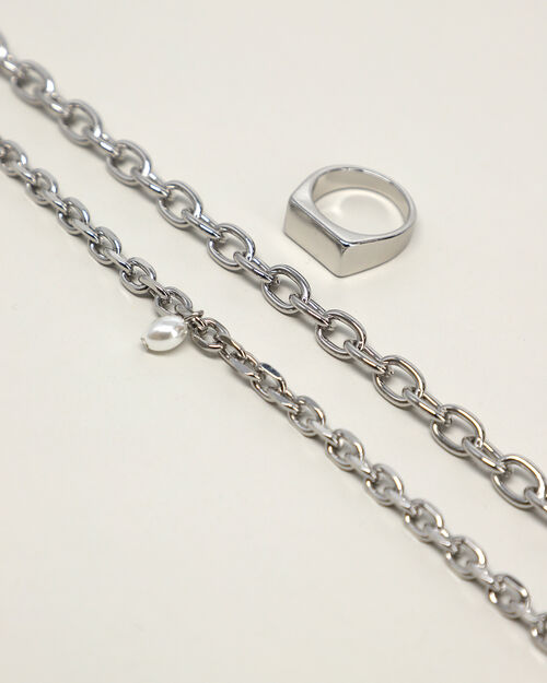 Set Anillo Y Collar Eslabones