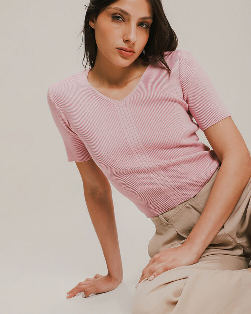 Top Rosa Cuello V