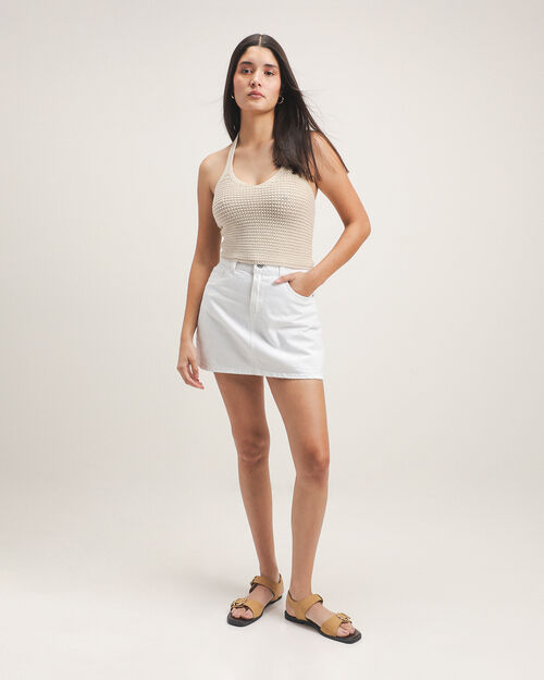 Falda Mini Blanca Mezclilla