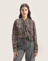 Camisa Animal Print Moño,CAFE CLARO