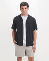 Camisa Relaxed Manga Corta,NEGRO