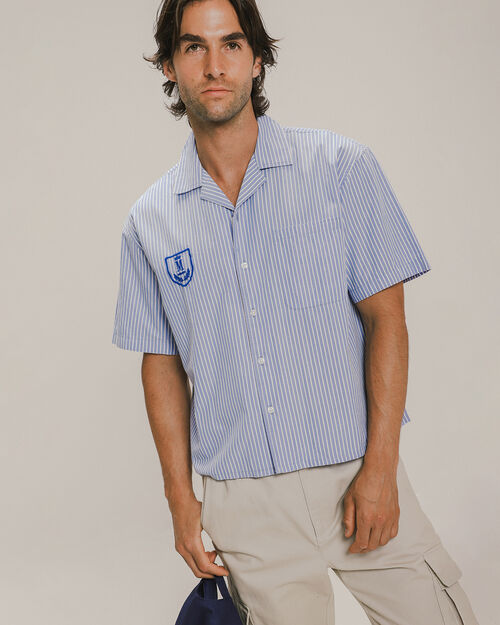 Camisa Boxy Rayas Azul