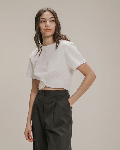 Top Frunce Al Frente Beige