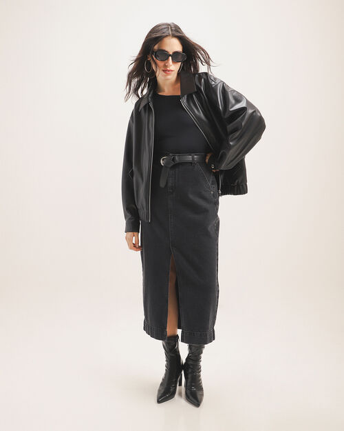 Chamarra Bomber Efecto Piel