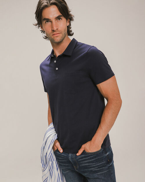 Polo Azul Fit Slim Bolsa