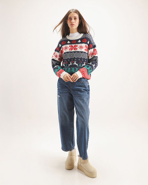 Suéter Azul Navideño