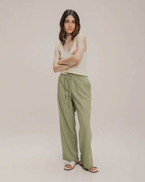 Pantalón Fit Straight Con Elástico