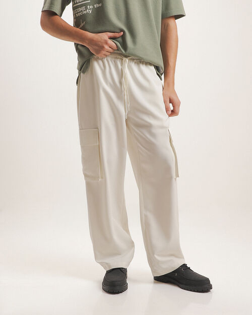 Pantal&oacute;n Blanco Bolsillos Cargo