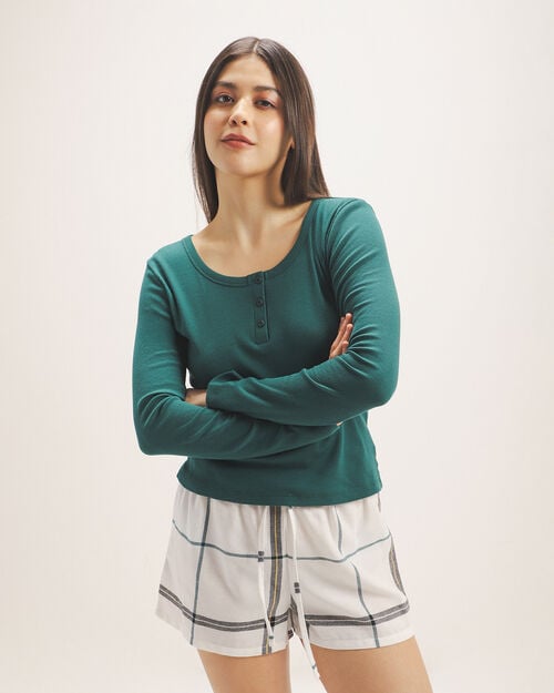 Top Manga Larga Verde