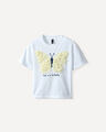 Playera Azul Mariposas,BLANCO