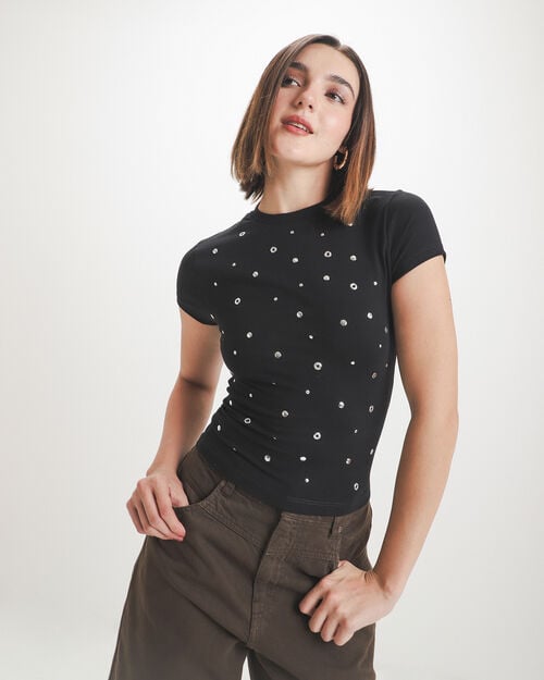 Playera Negra Aplicaciones