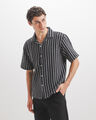 Camisa Fit Relaxed Rayas,NEGRO P1