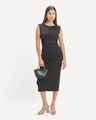 Vestido Negro Midi,NEGRO