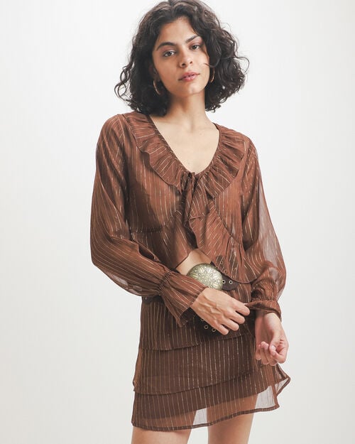 Blusa Caf&eacute; Lazos