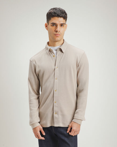 Camisa Beige Manga Larga