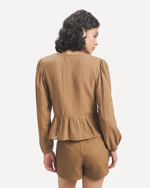 Blusa Caf&eacute; Lazos