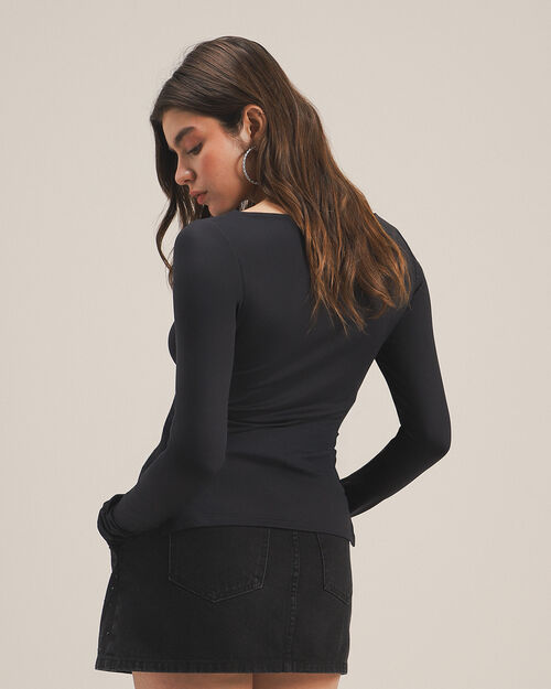 Top Negro Manga Larga