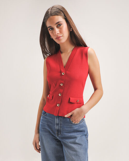 Chaleco Rojo Tejido