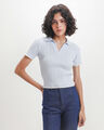 Polo Cropped Beige,AZUL PASTEL