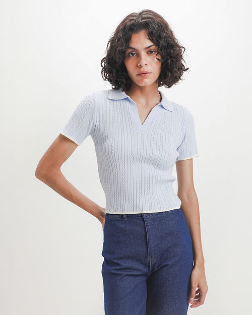 Polo Cropped Azul