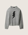 Suéter Estampado De Rayo,GRIS