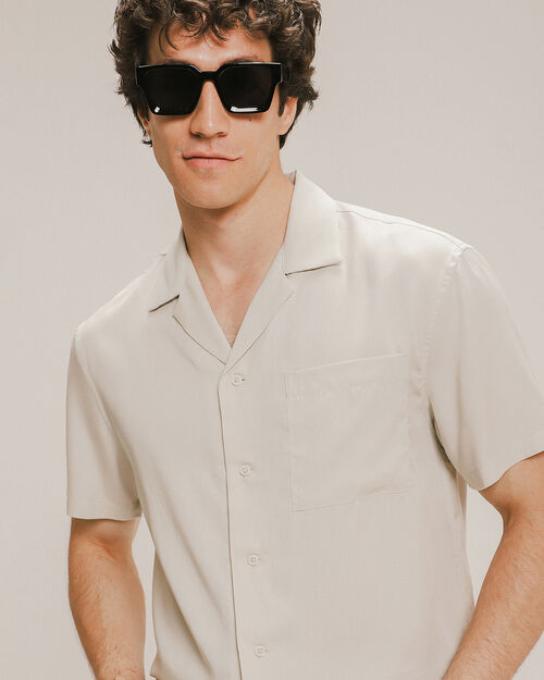 Camisa Beige Manga Corta