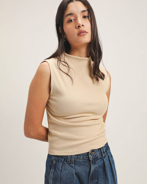 Top Beige Acanalado