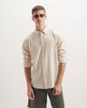 Camisa Beige Manga Larga,CRUDO
